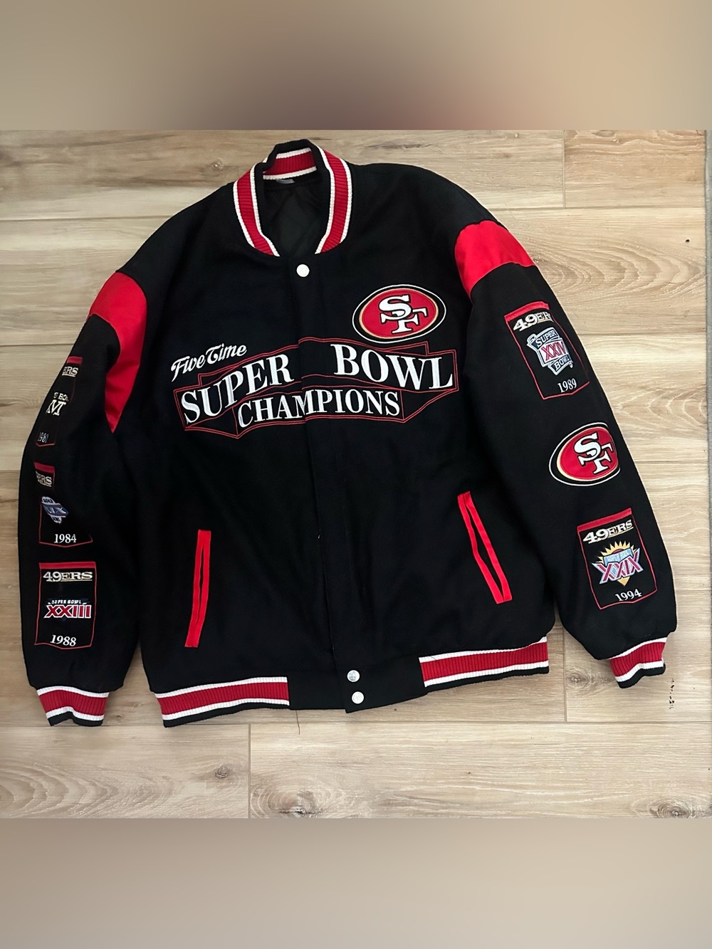 NFL 49ers 5 Time Superbowl Champions Reversible Jacket XL New
